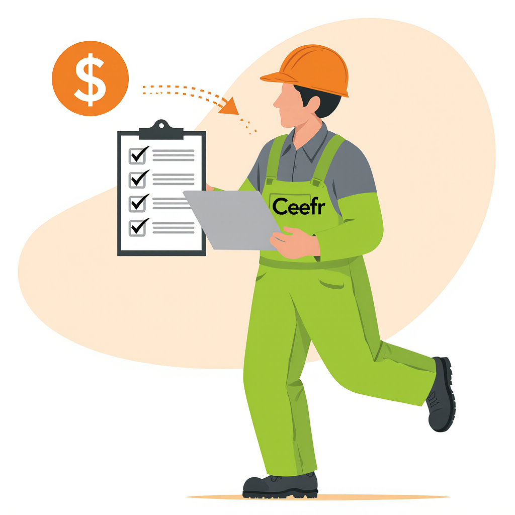 Travailleur consultant liste pour estimation coûts.