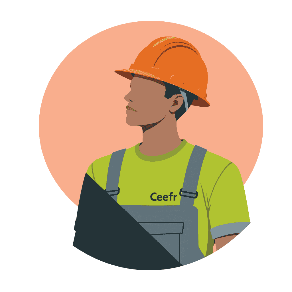 Illustration d'un ouvrier casque orange